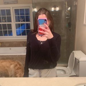 abercrombie black crossover sweater